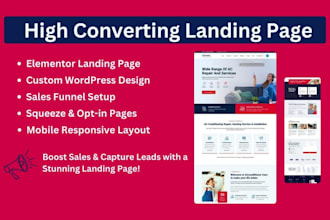 create elementor landing page,squeeze page,sales funnel in wordpress