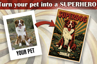 turn your pet into a vintage superhero poster masterpiece