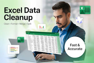 clean, format, merge, split excel data
