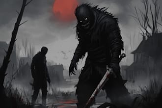 draw fantasy or dark creepy horror art illustration
