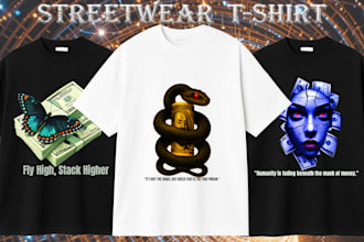 bold streetwear t shirts with money and society themes
