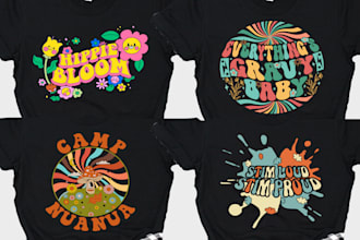 retro hippie groovy vintage typography t shirt design