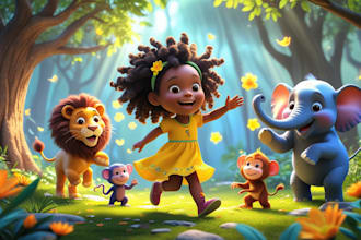 create dynamic 3d style children book illustrations with vibrant storytelling