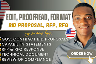 edit, proofread, format government contract rfp rfq bid proposal template tender