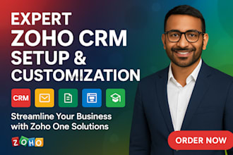 setup zoho CRM, zoho one, zoho campaigns, zoho sites, zoho forms and zoho books