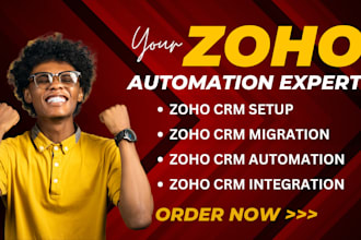 setup zoho crm, campaigns, zoho one, desk, books, and zoho sites