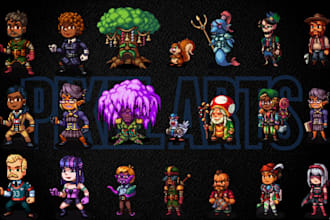 create pixel sprite pixel art pixel tileset for pixel background game assets