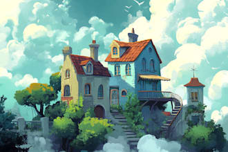 design any environment concept art and backgrounds illustration