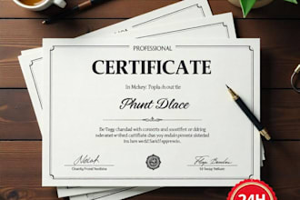design professional certificate templates and award certificates in 24 hours