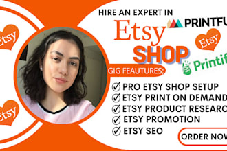 set up etsy print on demand, etsy seo, etsy shop promotion, etsy digital product