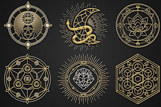 make modern sacred geometry mandala mystical logo or graphic design