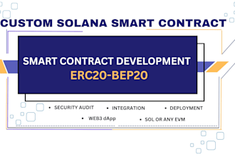 develop a secure smart contract, ethereum, erc20, bsc solana smart contract nft