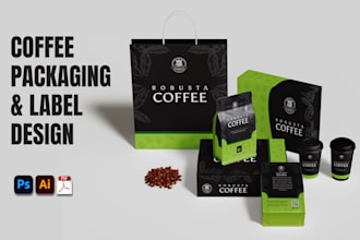 design elegant coffee labels, logo, and packaging  for your