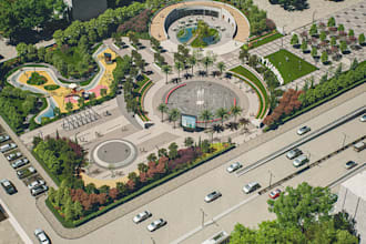 render 3d campground resort,rv park,site plan,dog boarding park,landscape garden