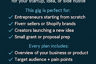 write a one page business plan summary for your idea