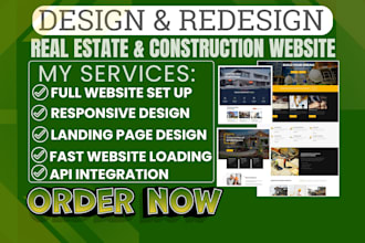 create website landing page, real estate, construction website and business logo