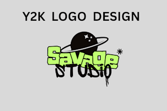 design futuristic y2k streetwear  flat logo for your brand