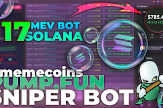 create pumpfun, mev, sandwich, sniper, volume, eth and solana, bot
