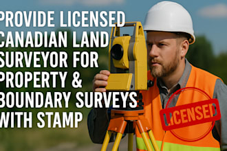 licensed canadian land surveyor for property, boundary surveys with stamp