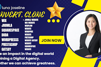 convert clone wix joomla webflow squarespace or duda website to wordpress
