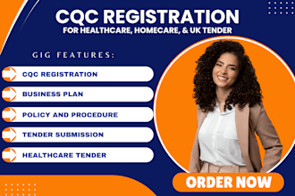 complete cqc registration, policies, UK bid tender, healthcare business plan