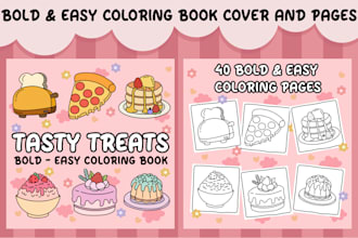 design cute custom bold and easy coloring book cover and pages