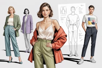 do fashion apparel cad sketches, fashion technical drawing and factory tech pack