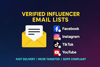 find top influencer email lists for facebook, instagram, tiktok, youtube growth