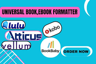 professionally format your book for atticus,lulu,vellum,kobo or bookbaby