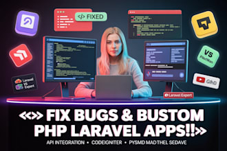 develop custom PHP laravel website with API integration and bug fixes or codeign