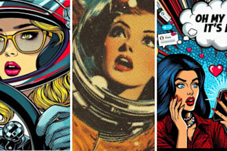 draw anything you want in vintage retro comic theme design