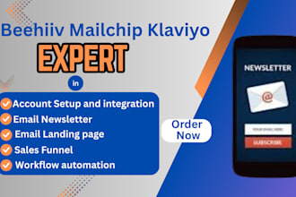 set up mailchimp, klaviyo, beehiiv, newsletters and optimize sales pipeline