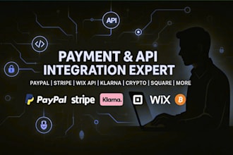 integrate paypal, stripe, wix API, third party services, klarna, square, crypto