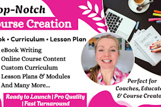 create ebook online course, course content, course curriculum and lesson plan