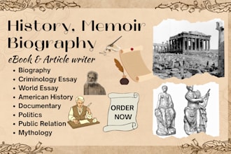 ghostwrite history, biography, memoir, sociology, mythology, about me, ebook