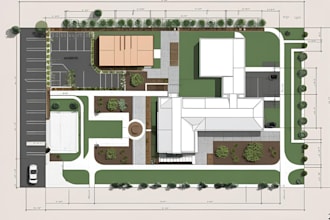 render your 2d site plan, master plan, and layout plan