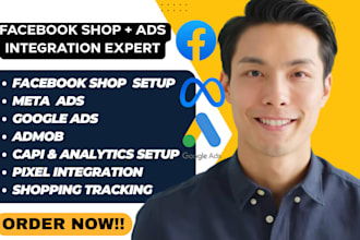 setup facebook shop integrate meta ads,google ads,admob,shopify meta marketing
