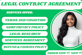 draft gdpr privacy policy, legal contract agreement nda terms and conditions