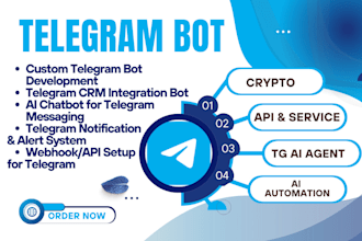 custom telegram ai chatbot development with webhook, API, CRM and automation