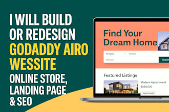 godaddy airo website or redesign wix, squarespace or ionos site online store