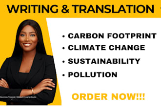 write on carbon footprint, climate change, sustainability and pollution