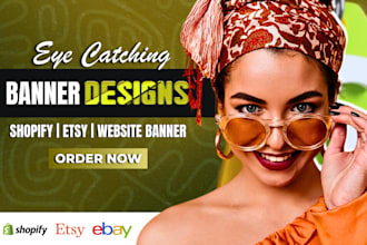 design stunning web banner shopify banner hero image etsy and facebook cover