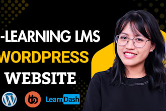 wordpress elearning lms website, online course website with learndash, tutor lms