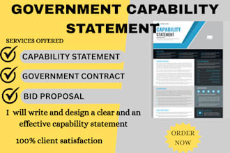 write and design effective business and government capability statement in 2 hrs