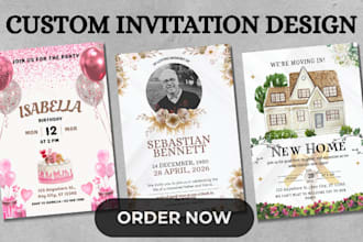 create custom wedding, birthday, party digital invitation canva template design