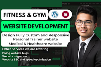 design custom fitness website, gym website, healthcare website, clinic website