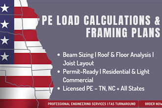 provide structural load calculations and framing analysis for permit