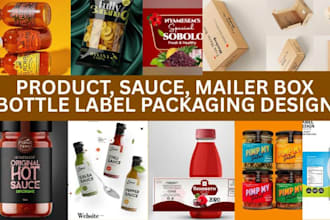 do a product packaging design box mailer sauce packaging bottle label design bag
