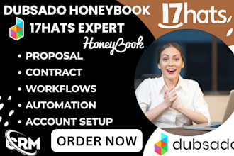 setup dubsado, honeybook, 17hats, zoho CRM and automate workflows and scheduling