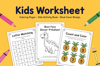 design kids worksheet kids activity book and coloring pages for kids amazon etsy